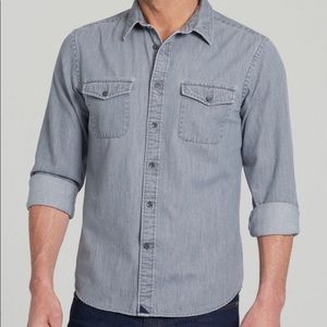 Mens Grey Denim Untuckit shirt